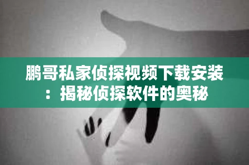 鹏哥私家侦探视频下载安装：揭秘侦探软件的奥秘
