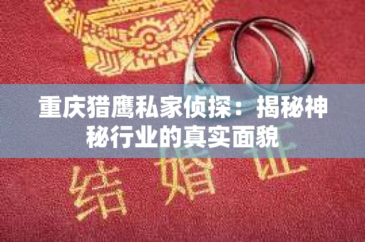 重庆猎鹰私家侦探：揭秘神秘行业的真实面貌