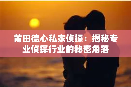 莆田德心私家侦探：揭秘专业侦探行业的秘密角落