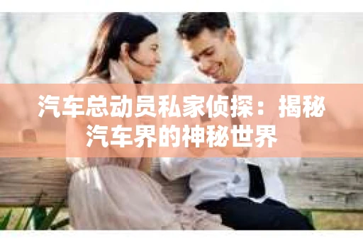 汽车总动员私家侦探：揭秘汽车界的神秘世界